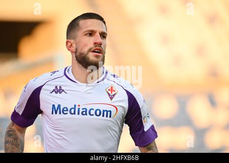 Massimo Paolone/LaPresse 17. April 2021 Reggio Emilia, Italien Sportfußball Sassuolo vs Fiorentina - Italienische Fußballmeisterschaft Liga Ein Tim 2020/2021 - Mapei Stadion im Bild: Cristiano Biraghi (ACF Fiorentina) schaut auf Stockfoto