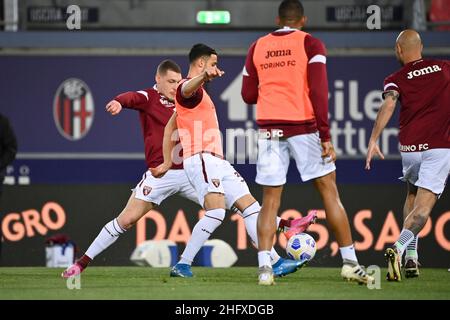 Massimo Paolone/LaPresse 21. April 2021 Bologna, Italien Sportfußball Bologna vs Turin - Italienische Fußballmeisterschaft League A Tim 2020/2021 - Renato Dall'Ara Stadion im Bild: Andrea Belotti (Turin Football Club) Stockfoto