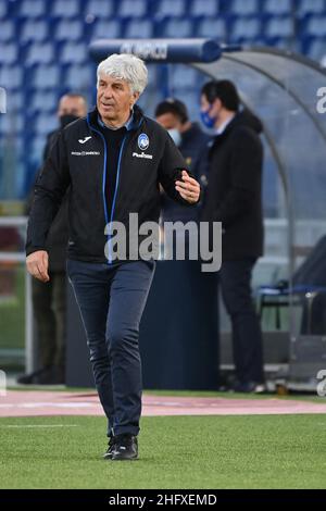 Foto Alfredo Falcone - LaPresse 22/04/2021 Roma ( Italia) Sport Calcio Roma - Atalanta Campionato di Calcio Serie A Tim 2020 2021 - Stadio Olimpico di Roma Nella foto:gian piero gasperini Foto Alfredo Falcone - LaPresse 22/04/2021 Roma (Italien) Sport Soccer Roma - Atalanta Italienische Fußball-Meisterschaft Liga A Tim 2020 2021 - Olimpico Stadium of Roma im Bild:gian piero gasperini Stockfoto