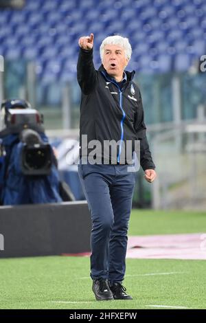 Foto Alfredo Falcone - LaPresse 22/04/2021 Roma ( Italia) Sport Calcio Roma - Atalanta Campionato di Calcio Serie A Tim 2020 2021 - Stadio Olimpico di Roma Nella foto:gian piero gasperini Foto Alfredo Falcone - LaPresse 22/04/2021 Roma (Italien) Sport Soccer Roma - Atalanta Italienische Fußball-Meisterschaft Liga A Tim 2020 2021 - Olimpico Stadium of Roma im Bild:gian piero gasperini Stockfoto