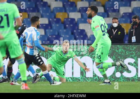 Alessandro Garofalo/LaPresse 22. April 2021 Neapel, Italien Sportfußball Napoli vs Lazio - Italienische Fußballmeisterschaft League A Tim 2020/2021 - Diego Armando Maradona Stadion. Im Bild: Manuel Lazzari (SS Lazio) Stockfoto