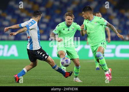 Alessandro Garofalo/LaPresse 22. April 2021 Neapel, Italien Sportfußball Napoli vs Lazio - Italienische Fußballmeisterschaft League A Tim 2020/2021 - Diego Armando Maradona Stadion. Im Bild: Ciro immelbar (SS Lazio) Stockfoto