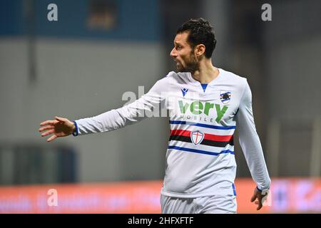 Massimo Paolone/LaPresse 24. April 2021 Reggio Emilia, Italien Sportfußball Sassuolo vs Sampdoria - Italienische Fußballmeisterschaft League Ein Tim 2020/2021 - Mapei Stadion im Bild: Antonio Candreva (UC Sampdoria) schaut auf Stockfoto