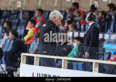 Stefano Nicoli/LaPresse 25-04-2021 Sport Soccer Atalanta vs Bologna Serie A Tim 2020/2021 Gewiss Stadium in the Picture Gian Piero Gasperini Stockfoto