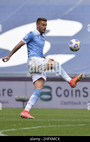 Fabrizio Corragetti / LaPresse 02st. Mai 2021 Rom, Italien Sportfußball Latium vs Genua - Italienische Fußball-Liga A Tim 2020/2021 - Olympiastadion auf dem Bild: Sergej Milinkovic-Savic (SS Lazio) Stockfoto