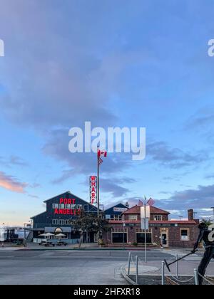 Port Angeles ist eine Stadt in und der Grafschaftssitz von Clallam County, Washington, USA. Stockfoto