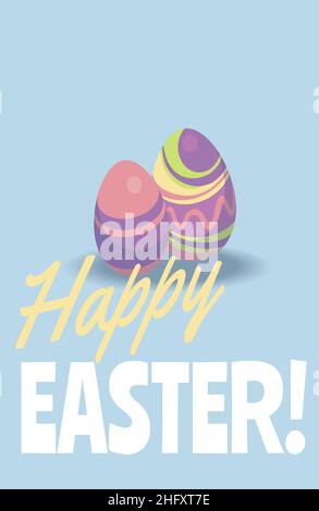 Frohe Ostern Banner-Vorlage mit bunt bemalten Eiern Stock Vektor