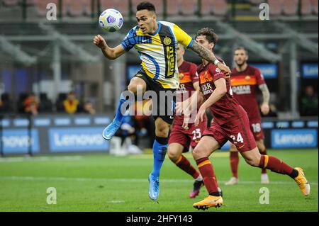 Foto Claudio Martinelli/LaPresse 12 maggio 2021 Milano, Italia Sport calcio F.C. Internazionale Milano vs A.S. Roma Serie A Tim 2020/2021 - stadio &#x201C;G. Meazza&#x201D; Nella foto: martinez lautaroFoto Claudio Martinelli/LaPresse 12th. Mai 2021 Mailand, Italien Fußballsport F.C. Internazionale Milano gegen A.S. Roma - Italienische Fußballmeisterschaft League A Tim 2020/2021 - &#x201C;G. Meazza &#x201D; Stadion. Im Bild: martinez lautaro Stockfoto