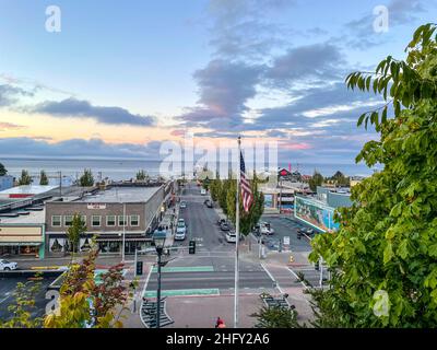 Port Angeles ist eine Stadt in und der Grafschaftssitz von Clallam County, Washington, USA. Stockfoto