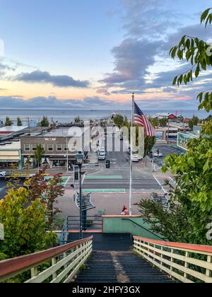 Port Angeles ist eine Stadt in und der Grafschaftssitz von Clallam County, Washington, USA. Stockfoto