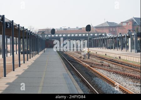 Frederikshavn, Dänemark - April 22 2011: Bahnhof in Frederikshavn.. Stockfoto