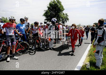 Marco Alpozzi/LaPresse 23. Mai 2021 Italien Sport Cycling Giro d'Italia 2021 - Ausgabe 104th - Etappe 15 - von Grado nach Gorizia im Bild: Unterbrechung des Rennens Stockfoto