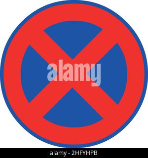 Vektordarstellung des Verkehrszeichens, verboten zu stoppen und zu parken Stock Vektor
