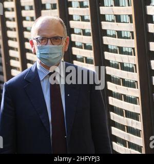 Mauro Scrobogna /LaPresse 28. Mai 2021  Rom, Italien Politics Limes - Volumenpräsentation "das Dreieck ja: Rom Paris Berlin, wo wir alles spielen" auf dem Foto: PD-Sekretär Enrico Letta Stockfoto