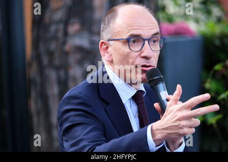 Mauro Scrobogna /LaPresse 28. Mai 2021  Rom, Italien Politics Limes - Volumenpräsentation "das Dreieck ja: Rom Paris Berlin, wo wir alles spielen" auf dem Foto: PD-Sekretär Enrico Letta Stockfoto