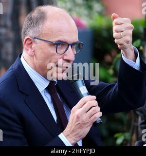 Mauro Scrobogna /LaPresse 28. Mai 2021  Rom, Italien Politics Limes - Volumenpräsentation "das Dreieck ja: Rom Paris Berlin, wo wir alles spielen" auf dem Foto: PD-Sekretär Enrico Letta Stockfoto
