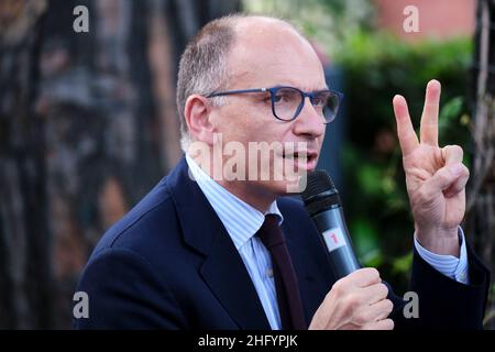 Mauro Scrobogna /LaPresse 28. Mai 2021  Rom, Italien Politics Limes - Volumenpräsentation "das Dreieck ja: Rom Paris Berlin, wo wir alles spielen" auf dem Foto: PD-Sekretär Enrico Letta Stockfoto