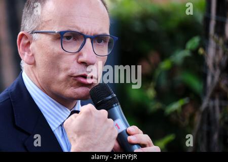 Mauro Scrobogna /LaPresse 28. Mai 2021  Rom, Italien Politics Limes - Volumenpräsentation "das Dreieck ja: Rom Paris Berlin, wo wir alles spielen" auf dem Foto: PD-Sekretär Enrico Letta Stockfoto