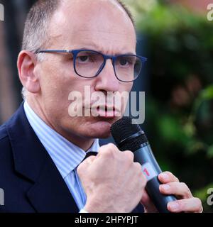 Mauro Scrobogna /LaPresse 28. Mai 2021  Rom, Italien Politics Limes - Volumenpräsentation "das Dreieck ja: Rom Paris Berlin, wo wir alles spielen" auf dem Foto: PD-Sekretär Enrico Letta Stockfoto
