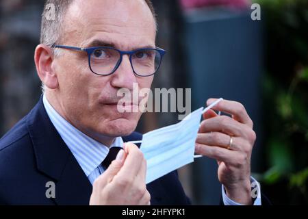 Mauro Scrobogna /LaPresse 28. Mai 2021  Rom, Italien Politics Limes - Volumenpräsentation "das Dreieck ja: Rom Paris Berlin, wo wir alles spielen" auf dem Foto: PD-Sekretär Enrico Letta Stockfoto