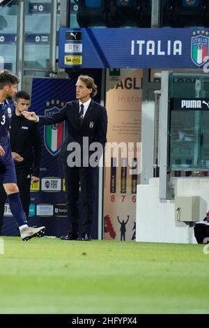 Alessandro Tocco - LaPresse 28. Mai 2021 Cagliari - Sardinien - Italien Fußballsport Italia vs San Marino - Freundschaftsspiel - Stadion Sardegna Arena in Cagliari auf dem Bild:Commissario Tecnico Italia Roberto Mancini Stockfoto