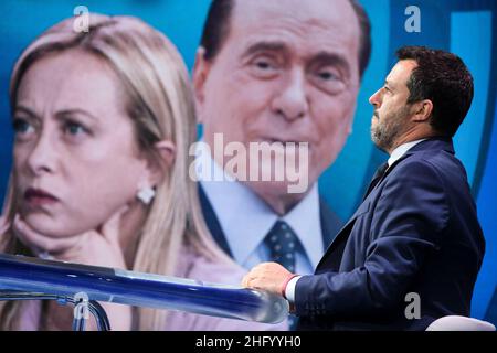 Mauro Scrobogna /LaPresse 08. Juni 2021&#xa0; Rom, Italien Politik RAI - 'Porta a Porta' auf dem Foto: Matteo Salvini Stockfoto