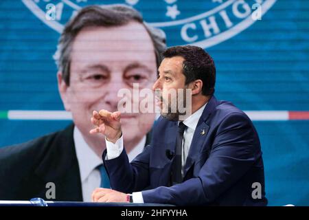 Mauro Scrobogna /LaPresse 08. Juni 2021&#xa0; Rom, Italien Politik RAI - 'Porta a Porta' auf dem Foto: Matteo Salvini Stockfoto