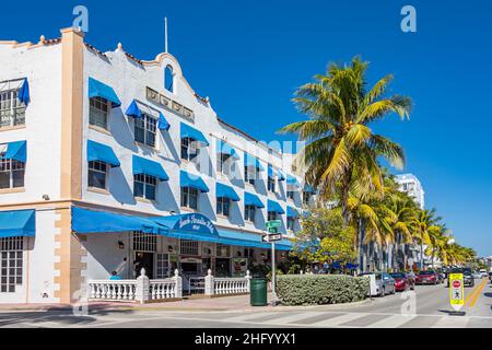 Hotels am Ocean Drive im Art déco-Viertel in Miami Beach, Florida, USA Stockfoto