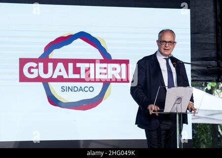 Roberto Monaldo / LaPresse 22-06-2021 Rom (Italien) Pressekonferenz des Kandidaten für den Bürgermeister von Rom Roberto Gualtieri im neuen Wahlausschuss im Bild Roberto Gualtieri Stockfoto