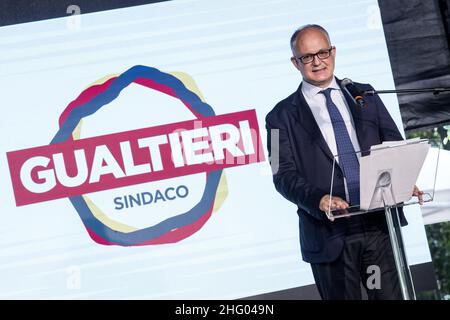 Roberto Monaldo / LaPresse 22-06-2021 Rom (Italien) Pressekonferenz des Kandidaten für den Bürgermeister von Rom Roberto Gualtieri im neuen Wahlausschuss im Bild Roberto Gualtieri Stockfoto