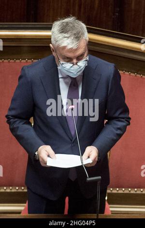 Roberto Monaldo / LaPresse 24-06-2021 Senat von Rom (Italien) - Bericht des Verteidigungsministers Lorenzo Guerini über den Abschluss der italienischen Mission in Afghanistan im Bild Lorenzo Guerini Stockfoto
