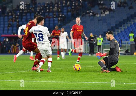 Rom, Italien. 16th Januar 2022. Rui Patricio von A.S. Roma während des 22th. Tages der Serie A Meisterschaft zwischen A.S. Roma und Cagliari Calcio am 16th. Januar 2022 im Stadio Olimpico in Rom, Italien. (Bild: © Domenico Cippitelli/Pacific Press via ZUMA Press Wire) Stockfoto