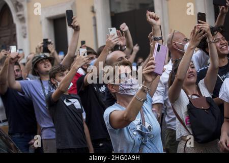 Roberto Monaldo / LaPresse 12-07-2021 Rom (Italien) die Europameisterschaft-Nationalmannschaft begrüßt die Fans in der Stadt im Bild Suppoters Stockfoto