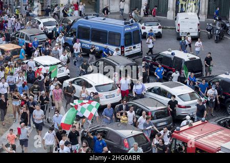 Roberto Monaldo / LaPresse 12-07-2021 Rom (Italien) die EM-Nationalmannschaft begrüßt die Fans in der Stadt Stockfoto