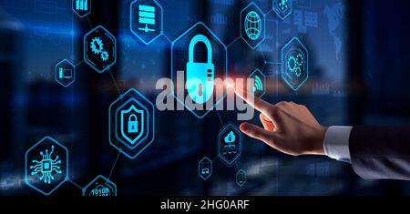 Schutz Netzwerk Sicherheit Computer und sichern Sie Ihre Daten Konzept. Stockfoto