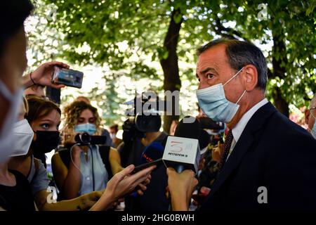 Claudio Furlan/LaPresse 19. Juli 2021 Mailand, Italien News Gedenkfeier zum Massaker von Via D'Amelio in den Gärten von Falcone Borsellino in Via Benedetto Marcello. Auf dem Foto: Giuseppe Sala Stockfoto