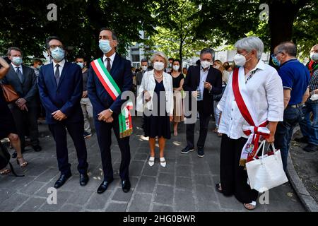 Claudio Furlan/LaPresse 19. Juli 2021 Mailand, Italien News Gedenkfeier zum Massaker von Via D'Amelio in den Gärten von Falcone Borsellino in Via Benedetto Marcello. Auf dem Foto: Giuseppe Sala Stockfoto