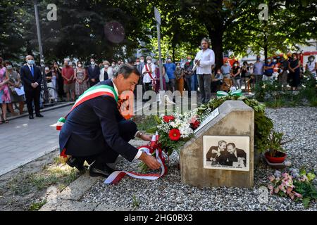 Claudio Furlan/LaPresse 19. Juli 2021 Mailand, Italien News Gedenkfeier zum Massaker von Via D'Amelio in den Gärten von Falcone Borsellino in Via Benedetto Marcello. Auf dem Foto: Giuseppe Sala Stockfoto