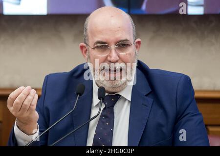 Roberto Monaldo / LaPresse 20-07-2021 Rom (Italien) Politik die 5-Sterne-Bewegung stellt das neue Wahlsystem für direkte Demokratie im Bild Vito Crimi vor Stockfoto