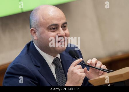 Roberto Monaldo / LaPresse 20-07-2021 Rom (Italien) Politik die 5-Sterne-Bewegung stellt das neue Wahlsystem für direkte Demokratie im Bild vor Giovanni Di Sotto (ceo SkyVote) Stockfoto