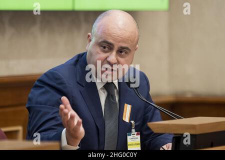 Roberto Monaldo / LaPresse 20-07-2021 Rom (Italien) Politik die 5-Sterne-Bewegung stellt das neue Wahlsystem für direkte Demokratie im Bild vor Giovanni Di Sotto (ceo SkyVote) Stockfoto