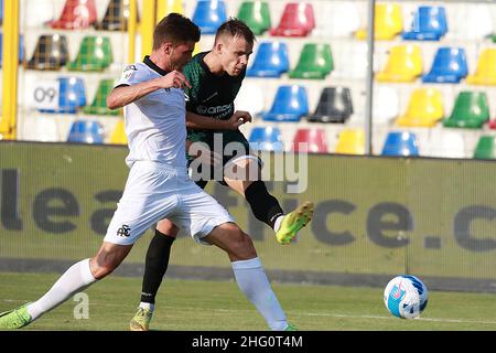 Antonio Ros/LaPresse 13. August 2021. Lignano Sabbiadoro (UD) Italien - Guido Teghil Stadion Sportfußball Pordenone vs Spezia - Italienischer Pokal 2021/2022 im Bild: JACOPO PELLEGRINI Stockfoto