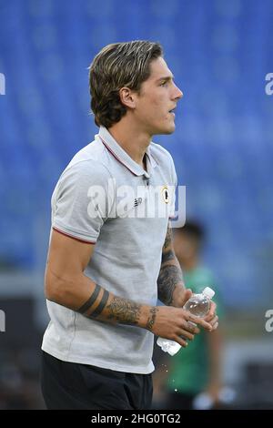 Fabrizio Corragetti / LaPresse 14st. August 2021 Rom, Italien Sportfußball AS Roma vs Raja Club Athletic - Pre-Season Friendly 2021/2022 - Olimpico-Stadion auf dem Bild: Nicolo&#X2019; Zaniolo - AS Roma Stockfoto