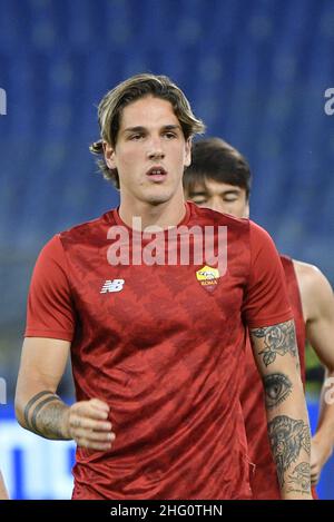 Fabrizio Corradetti / LaPresse 14st. August 2021 Rom, Italien Sportfußball AS Roma vs Raja Club Athletic - Pre-Season Friendly 2021/2022 - Olympiastadion im Bild: Nicolo' Zaniolo von AS Roma Stockfoto