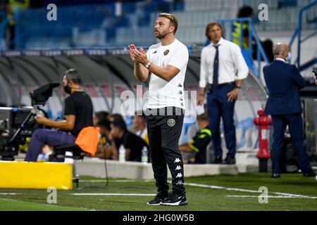 Paola Garbuio/LaPresse 15. August 2021 ferrara Italien Sport Soccer Trentaduesimi - Venezia vs Frosinone - Italienischer Fußball Coppa Italia Spiel 2021/2022 - Paolo Mazza. Im Bild: Paolo Zanetti (Cheftrainer Venezia) Gesten Stockfoto