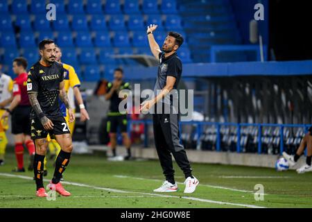 Paola Garbuio/LaPresse 15. August 2021 ferrara Italien Sport Soccer Trentaduesimi - Venezia vs Frosinone - Italienischer Fußball Coppa Italia Spiel 2021/2022 - Paolo Mazza. Im Bild: Fabio Grosso (Cheftrainer Frosinone) Gesten Stockfoto