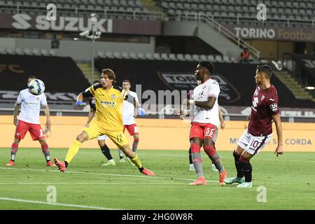 LaPresse - Fabio Ferrari 15. August 2021 Turin, Italien Sportfußball EXKLUSIV TURIN FC Turin FC vs Cremonese - Italien Tim Cup 2021/2022 -erste Runde- 'Olimpico Grande Torino' Stadion. Im Bild:Rauti Stockfoto