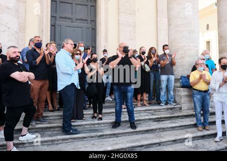 Mauro Scrobogna /LaPresse August 17, 2021&#xa0; Rom, Italien Nachrichten Beerdigung von Gianfranco D'Angelo auf dem Foto: Beerdigung des Schauspielers Gianfranco D&#X2019;Angelo in der Kirche der Künstler auf der Piazza del Popolo Stockfoto