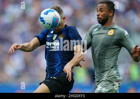 Spada/LaPresse 21. August 2021 - Mailand, Italien Sport, Soccer Inter vs Genua - Italienische Serie A Fußballmeisterschaft 2021/2022 - San Siro Stadion. Auf dem Foto: Nicol&#XF2; Barella Stockfoto