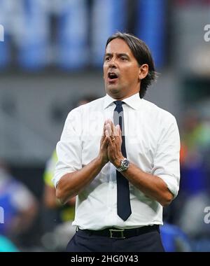 Spada/LaPresse 21. August 2021 - Mailand, Italien Sport, Soccer Inter vs Genua - Italienische Serie A Fußballmeisterschaft 2021/2022 - San Siro Stadion. Auf dem Foto: simone inzaghi Stockfoto